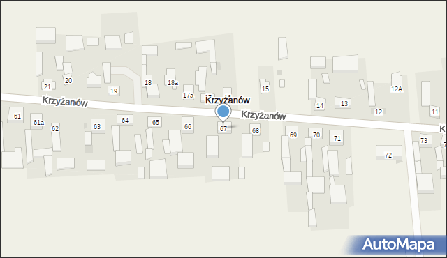 Krzyżanów, Krzyżanów, 67, mapa Krzyżanów