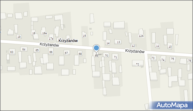 Krzyżanów, Krzyżanów, 69, mapa Krzyżanów