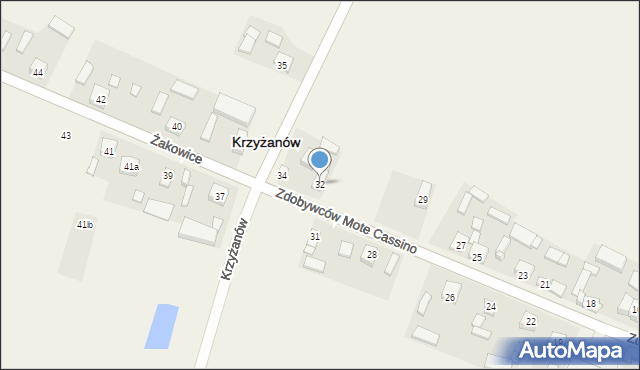 Krzyżanów, Krzyżanów, 32, mapa Krzyżanów