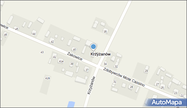 Krzyżanów, Krzyżanów, 36, mapa Krzyżanów