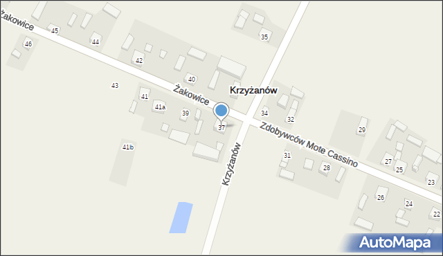 Krzyżanów, Krzyżanów, 37, mapa Krzyżanów