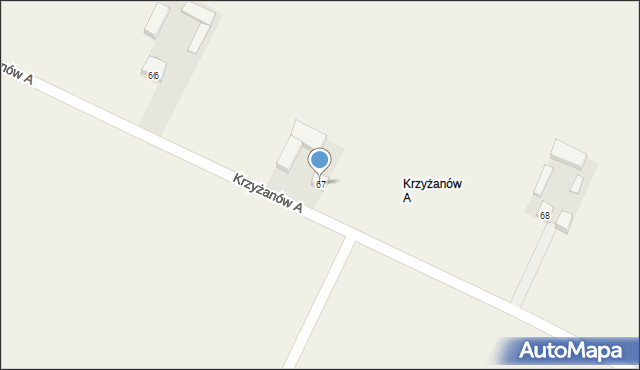 Krzyżanów, Krzyżanów, 67, mapa Krzyżanów