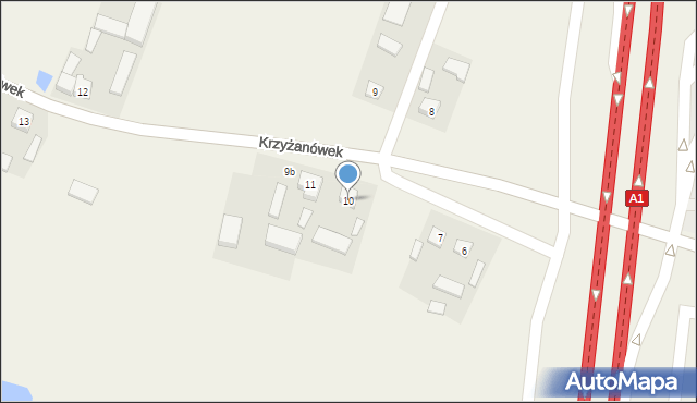 Krzyżanówek, Krzyżanówek, 10, mapa Krzyżanówek