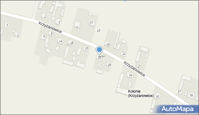 Krzyżanowice, Krzyżanowice, 26, mapa Krzyżanowice