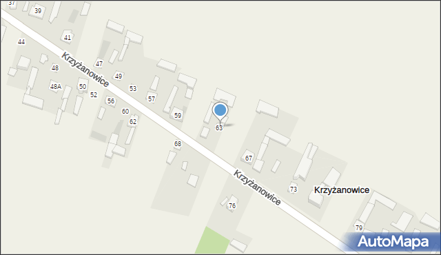 Krzyżanowice, Krzyżanowice, 63a, mapa Krzyżanowice