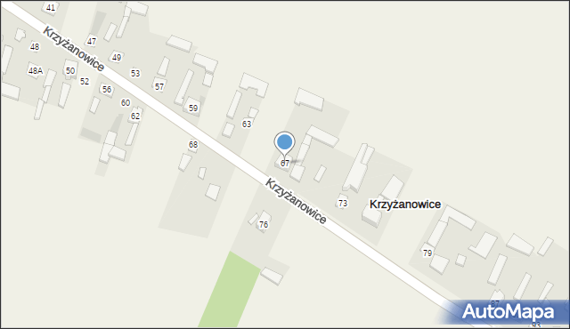Krzyżanowice, Krzyżanowice, 67, mapa Krzyżanowice