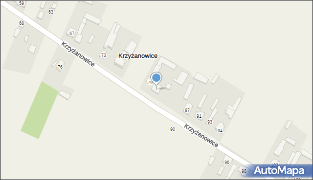 Krzyżanowice, Krzyżanowice, 83, mapa Krzyżanowice