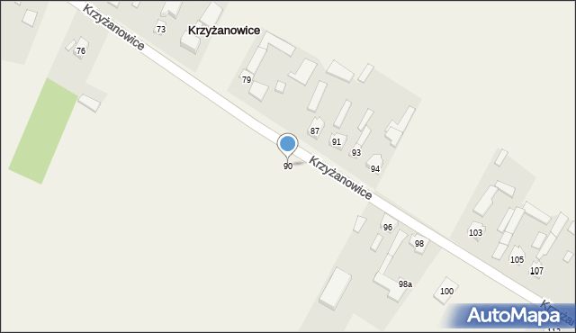 Krzyżanowice, Krzyżanowice, 90, mapa Krzyżanowice