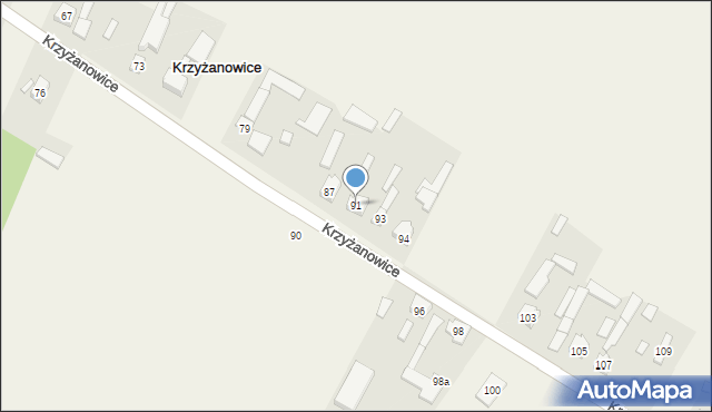 Krzyżanowice, Krzyżanowice, 91, mapa Krzyżanowice