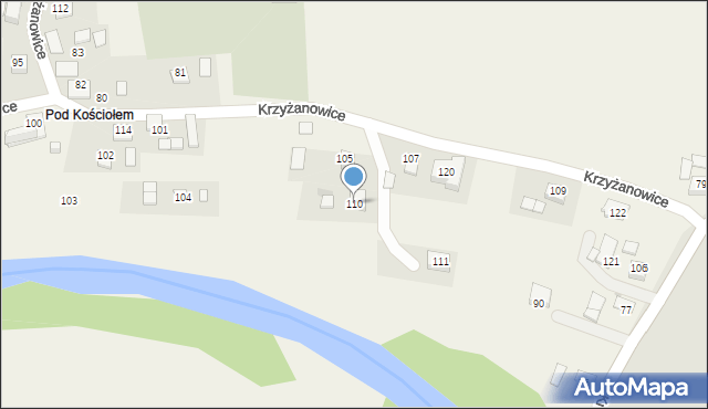 Krzyżanowice, Krzyżanowice, 110, mapa Krzyżanowice