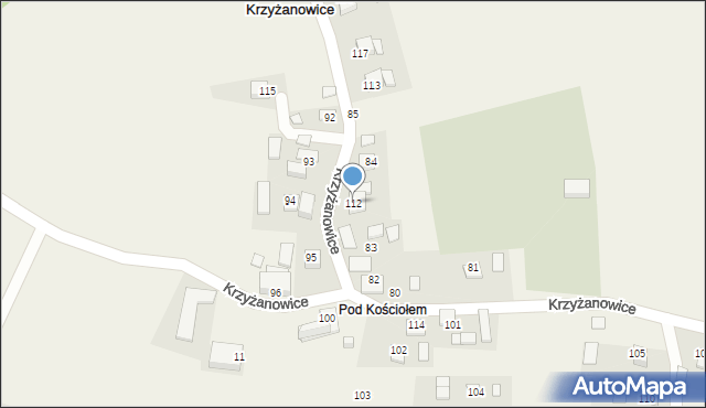 Krzyżanowice, Krzyżanowice, 112, mapa Krzyżanowice
