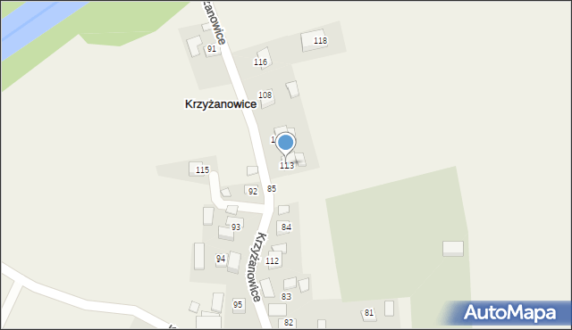 Krzyżanowice, Krzyżanowice, 113, mapa Krzyżanowice
