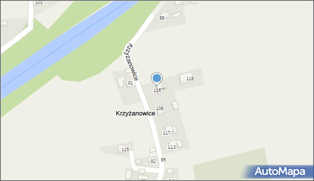Krzyżanowice, Krzyżanowice, 116, mapa Krzyżanowice