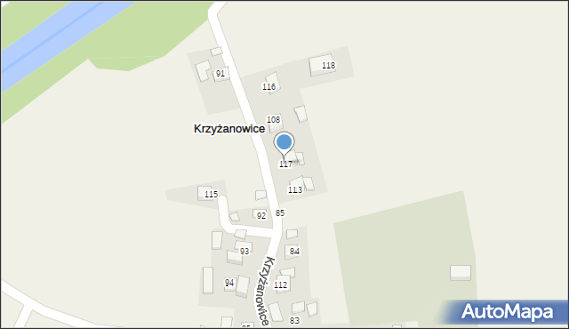 Krzyżanowice, Krzyżanowice, 117, mapa Krzyżanowice