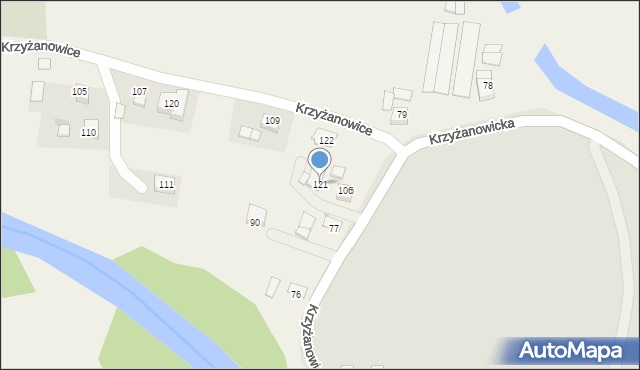 Krzyżanowice, Krzyżanowice, 121, mapa Krzyżanowice