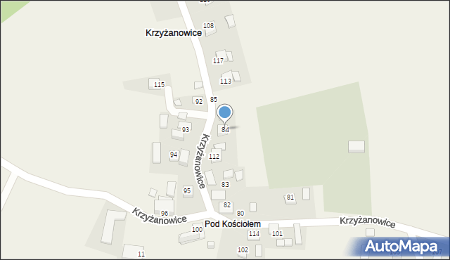 Krzyżanowice, Krzyżanowice, 84, mapa Krzyżanowice