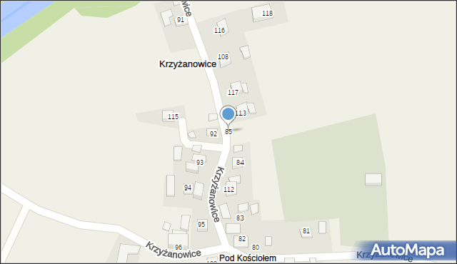 Krzyżanowice, Krzyżanowice, 85, mapa Krzyżanowice