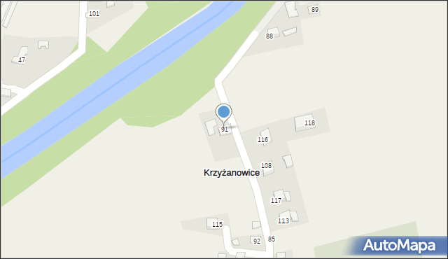 Krzyżanowice, Krzyżanowice, 91, mapa Krzyżanowice