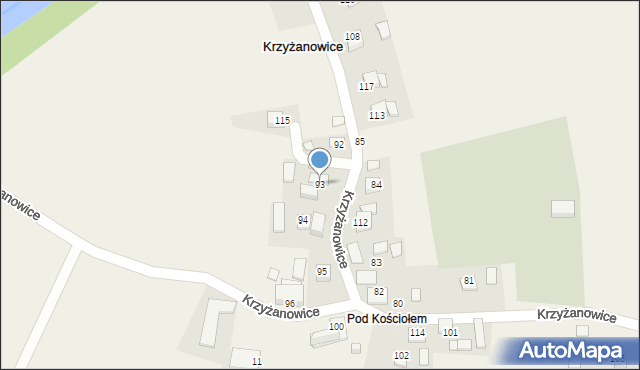 Krzyżanowice, Krzyżanowice, 93, mapa Krzyżanowice