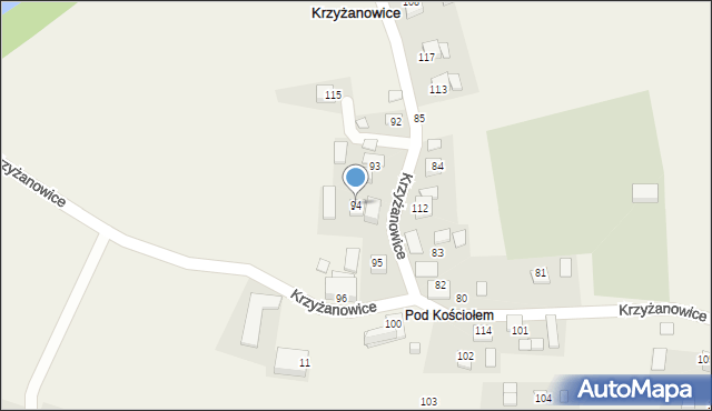 Krzyżanowice, Krzyżanowice, 94, mapa Krzyżanowice