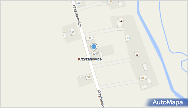 Krzyżanowice, Krzyżanowice, 32, mapa Krzyżanowice