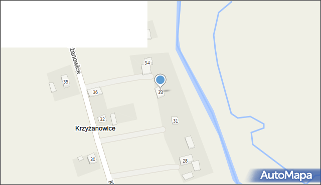 Krzyżanowice, Krzyżanowice, 33, mapa Krzyżanowice