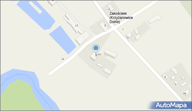 Krzyżanowice Dolne, Krzyżanowice Dolne, 8, mapa Krzyżanowice Dolne