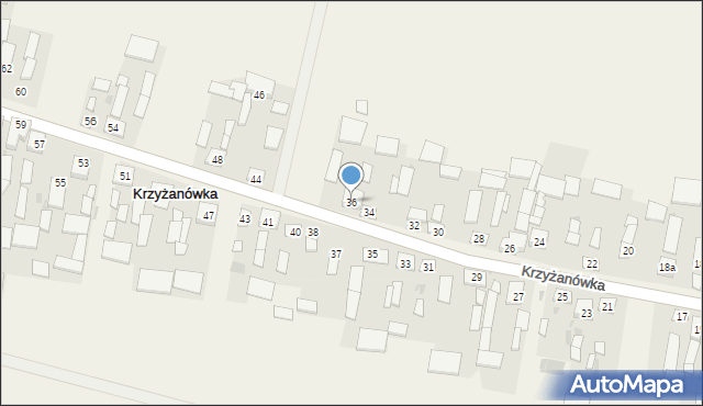 Krzyżanówka, Krzyżanówka, 36, mapa Krzyżanówka