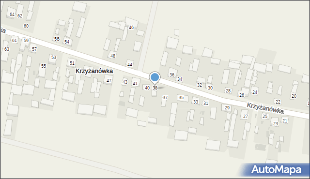 Krzyżanówka, Krzyżanówka, 39, mapa Krzyżanówka