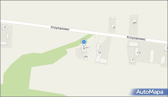 Krzyżanowo, Krzyżanowo, 14, mapa Krzyżanowo