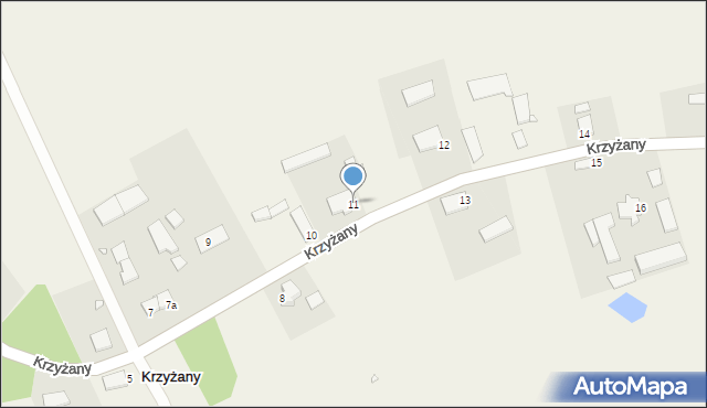 Krzyżany, Krzyżany, 11, mapa Krzyżany