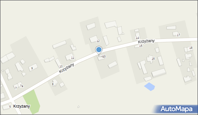 Krzyżany, Krzyżany, 13a, mapa Krzyżany