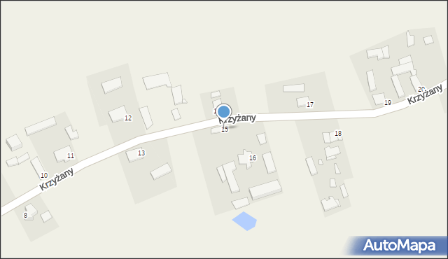 Krzyżany, Krzyżany, 15, mapa Krzyżany