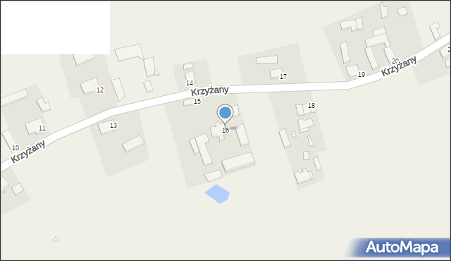 Krzyżany, Krzyżany, 16, mapa Krzyżany