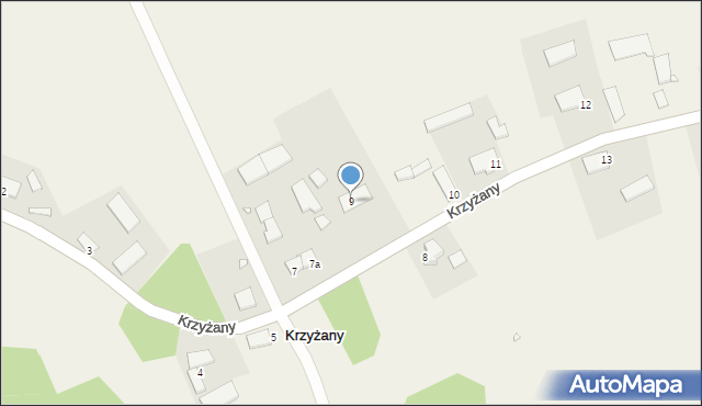 Krzyżany, Krzyżany, 9, mapa Krzyżany