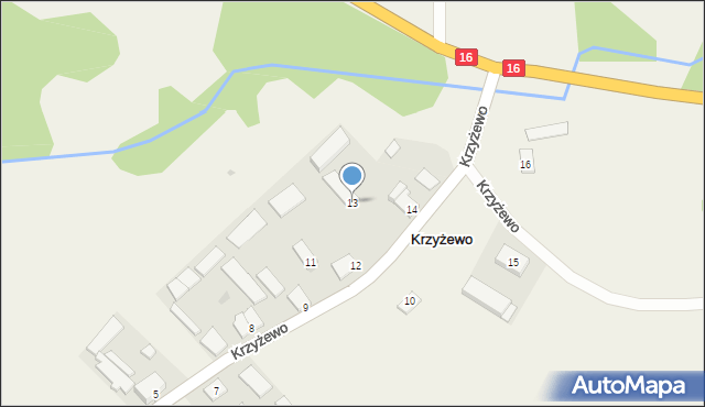 Krzyżewo, Krzyżewo, 13, mapa Krzyżewo