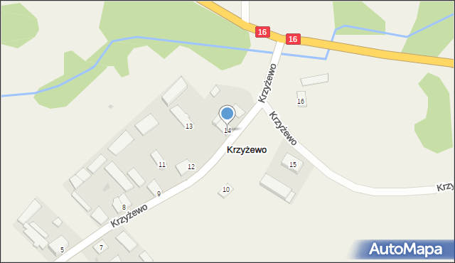 Krzyżewo, Krzyżewo, 14, mapa Krzyżewo