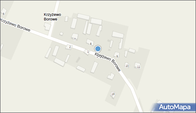 Krzyżewo Borowe, Krzyżewo Borowe, 1A, mapa Krzyżewo Borowe