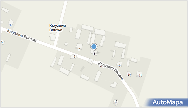 Krzyżewo Borowe, Krzyżewo Borowe, 8, mapa Krzyżewo Borowe