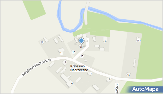 Krzyżewo Nadrzeczne, Krzyżewo Nadrzeczne, 14, mapa Krzyżewo Nadrzeczne