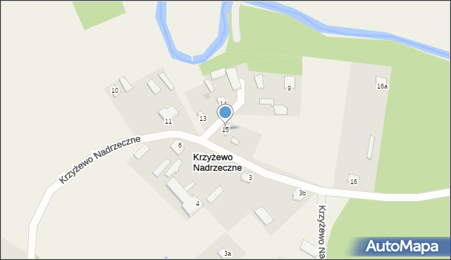 Krzyżewo Nadrzeczne, Krzyżewo Nadrzeczne, 15, mapa Krzyżewo Nadrzeczne