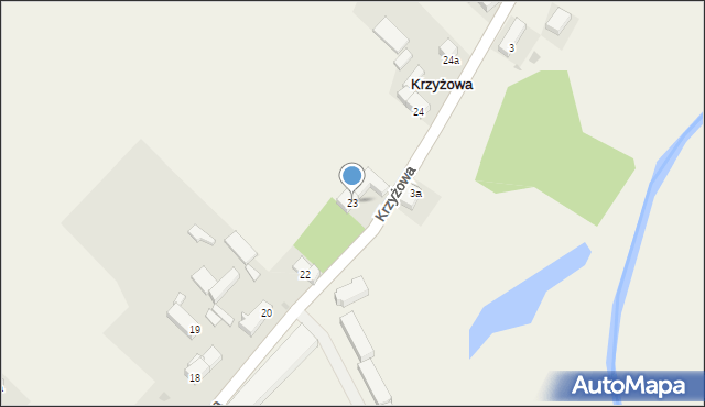 Krzyżowa, Krzyżowa, 23, mapa Krzyżowa