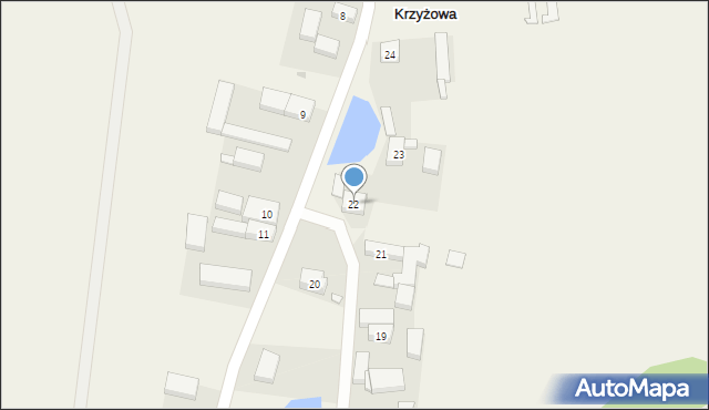 Krzyżowa, Krzyżowa, 22, mapa Krzyżowa