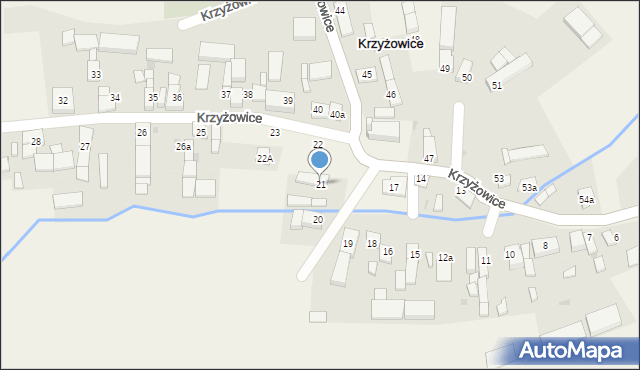 Krzyżowice, Krzyżowice, 21, mapa Krzyżowice