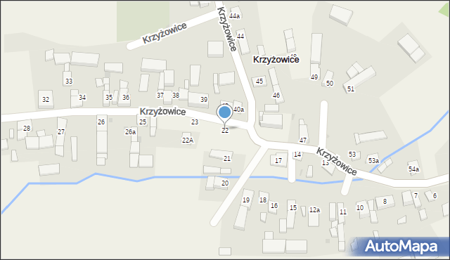 Krzyżowice, Krzyżowice, 22, mapa Krzyżowice