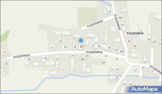 Krzyżowice, Krzyżowice, 36, mapa Krzyżowice