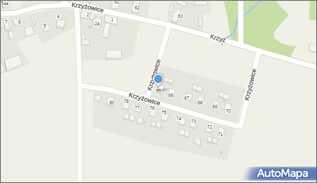 Krzyżowice, Krzyżowice, 65, mapa Krzyżowice