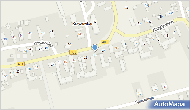 Krzyżowice, Krzyżowice, 11, mapa Krzyżowice