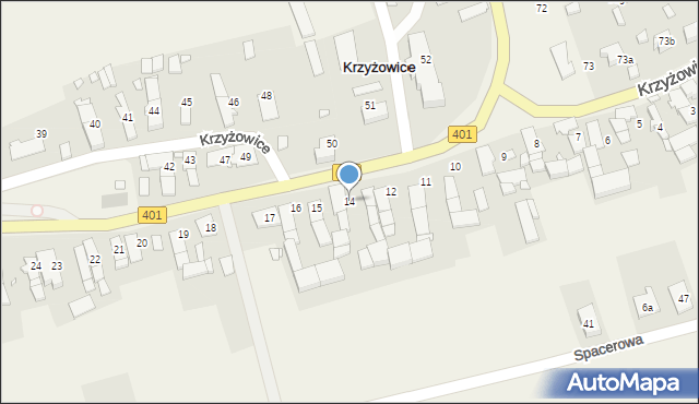 Krzyżowice, Krzyżowice, 14, mapa Krzyżowice