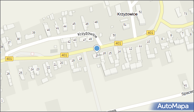 Krzyżowice, Krzyżowice, 17, mapa Krzyżowice